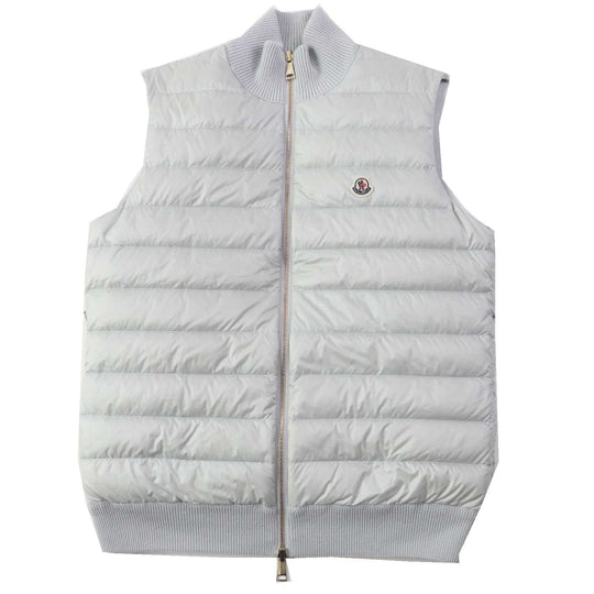 MONCLER Down vest wool Light gray GILET mens M Used Authentic