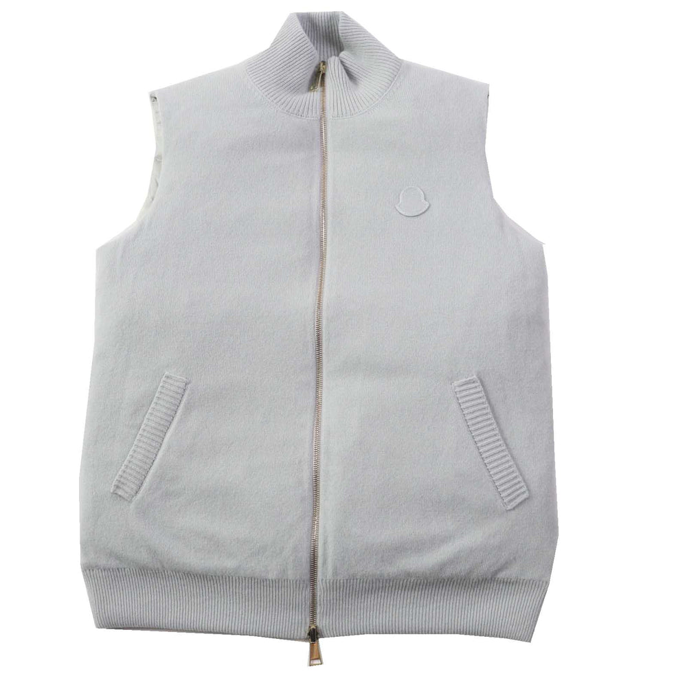 MONCLER Down vest wool Light gray GILET mens M Used Authentic