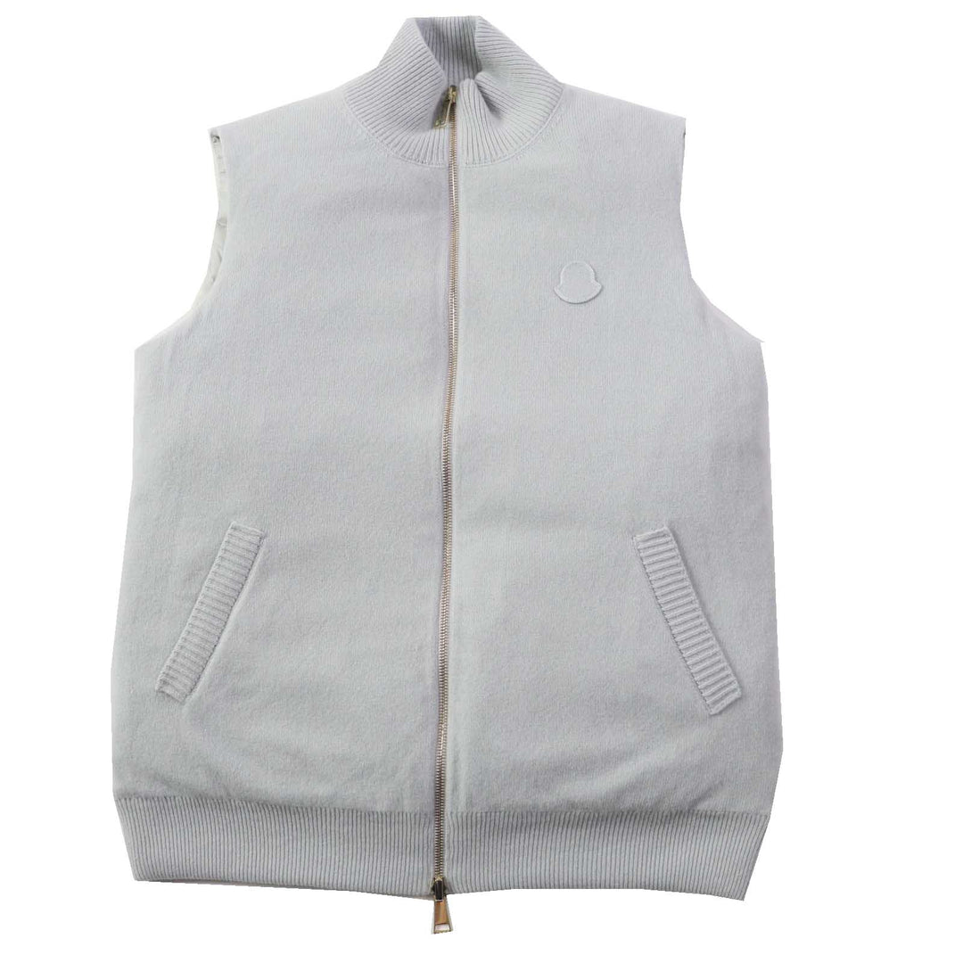 MONCLER Down vest wool Light gray GILET mens M Used Authentic