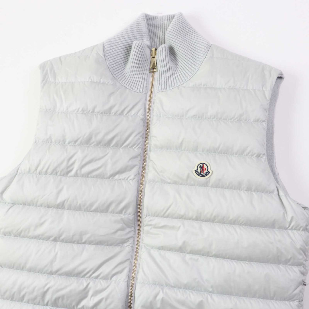 MONCLER Down vest wool Light gray GILET mens M Used Authentic