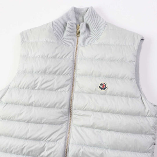 MONCLER Down vest wool Light gray GILET mens M Used Authentic