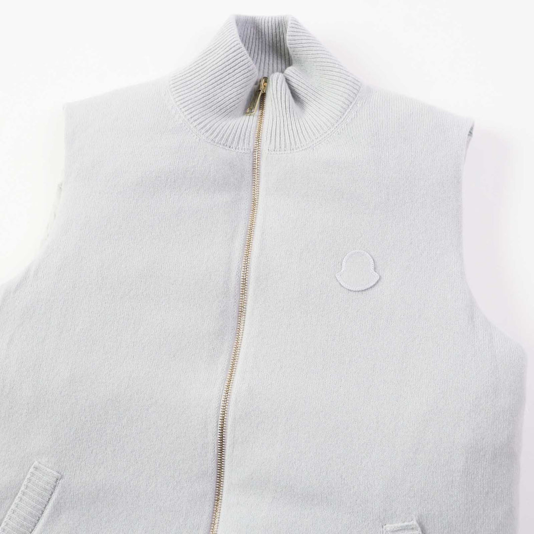 MONCLER Down vest wool Light gray GILET mens M Used Authentic