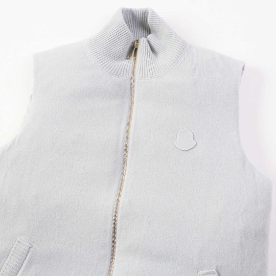 MONCLER Down vest wool Light gray GILET mens M Used Authentic