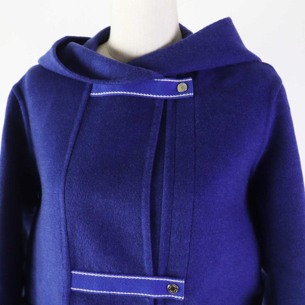 HERMES coat Main: 100% cashmere, Part: 100% cotton blue Women 34 Used Authentic