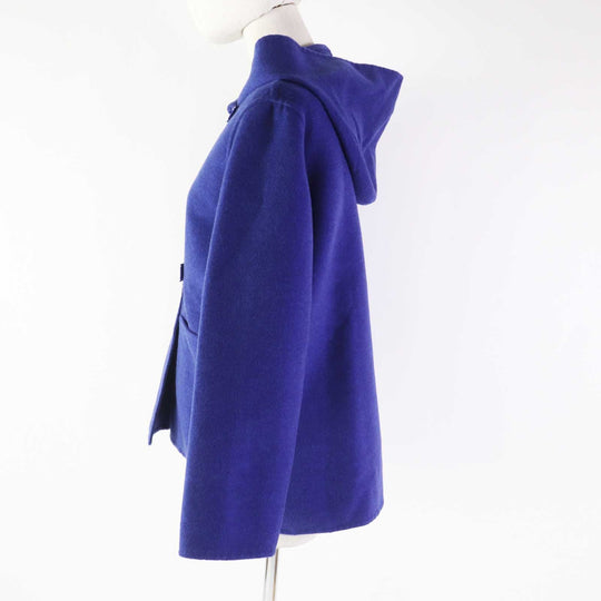 HERMES coat Main: 100% cashmere, Part: 100% cotton blue Women 34 Used Authentic