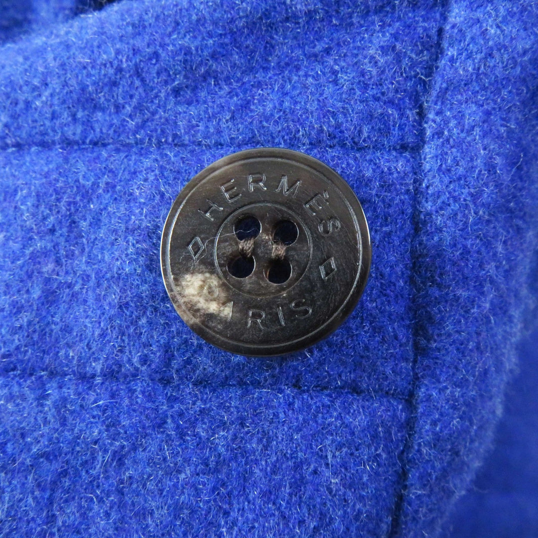 HERMES coat Main: 100% cashmere, Part: 100% cotton blue Women 34 Used Authentic