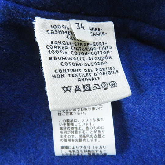 HERMES coat Main: 100% cashmere, Part: 100% cotton blue Women 34 Used Authentic