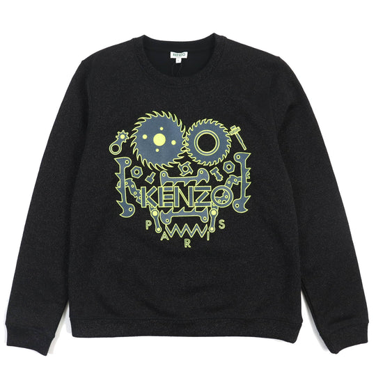 KENZO sweat F461SW727989 Main: 78% cotton, Main: 14% polyester, Main: 8% nylon, Embroidery (upper thread): 100% polyester Embroidery (lower thread): 100% polyester Black neon yellow mens L Used Authentic