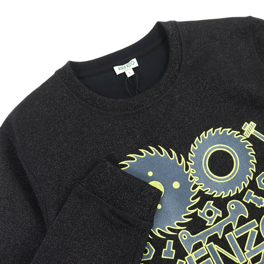 KENZO sweat F461SW727989 Main: 78% cotton, Main: 14% polyester, Main: 8% nylon, Embroidery (upper thread): 100% polyester Embroidery (lower thread): 100% polyester Black neon yellow mens L Used Authentic