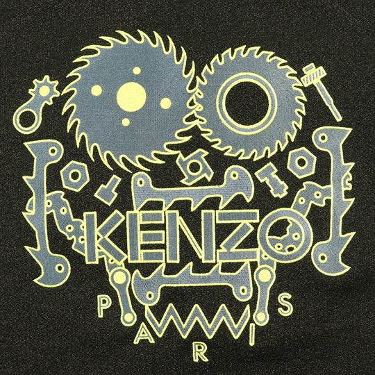 KENZO sweat F461SW727989 Main: 78% cotton, Main: 14% polyester, Main: 8% nylon, Embroidery (upper thread): 100% polyester Embroidery (lower thread): 100% polyester Black neon yellow mens L Used Authentic
