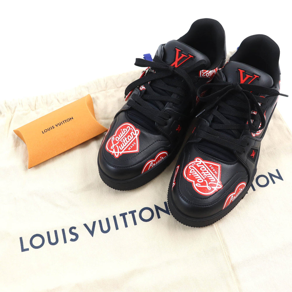 LOUIS VUITTON sneakers leather Two-tone (black) LV trainer line 7 1/2