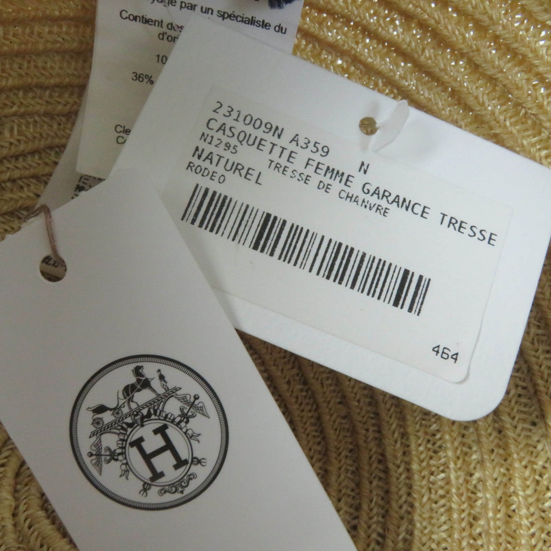 HERMES Casquette Main: Hemp Part: Leather Lining: 36% cotton, 34% rayon, 30% silk natural Garance Women Used Authentic