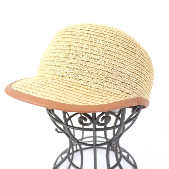 HERMES Casquette Main: Hemp Part: Leather Lining: 36% cotton, 34% rayon, 30% silk natural Garance Women Used Authentic