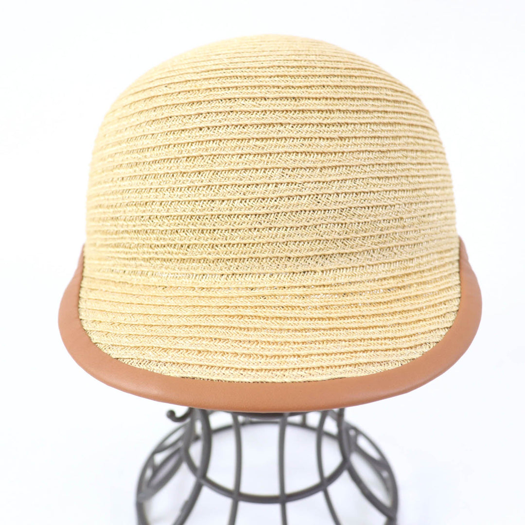 HERMES Casquette Main: Hemp Part: Leather Lining: 36% cotton, 34% rayon, 30% silk natural Garance Women Used Authentic
