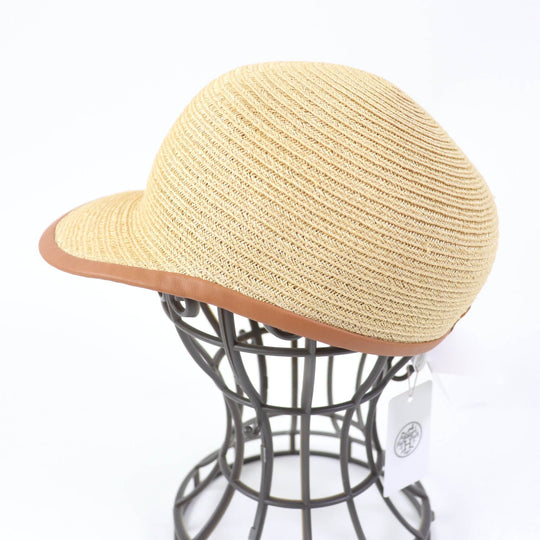 HERMES Casquette Main: Hemp Part: Leather Lining: 36% cotton, 34% rayon, 30% silk natural Garance Women Used Authentic