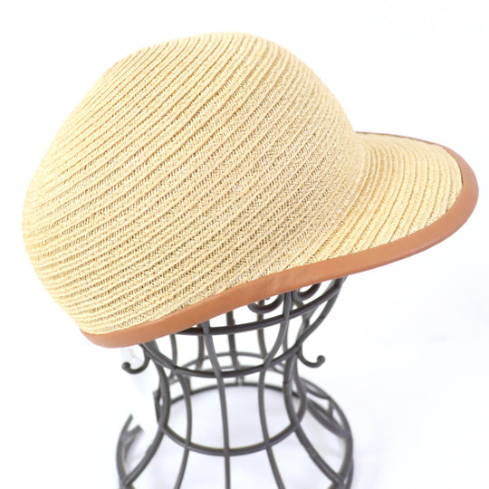 HERMES Casquette Main: Hemp Part: Leather Lining: 36% cotton, 34% rayon, 30% silk natural Garance Women Used Authentic
