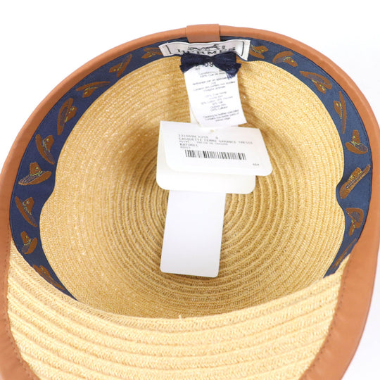 HERMES Casquette Main: Hemp Part: Leather Lining: 36% cotton, 34% rayon, 30% silk natural Garance Women Used Authentic