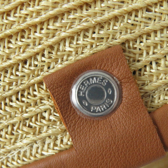 HERMES Casquette Main: Hemp Part: Leather Lining: 36% cotton, 34% rayon, 30% silk natural Garance Women Used Authentic