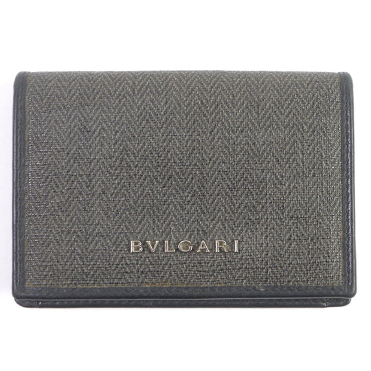BVLGARI Card Case 32588 Main: Leather PVC, Main: Charcoal type Weekend mens Used Authentic