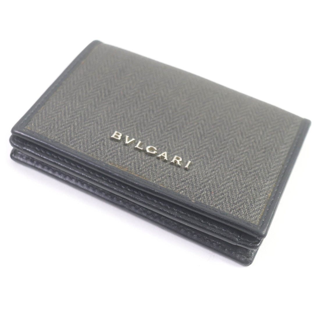 BVLGARI Card Case 32588 Main: Leather PVC, Main: Charcoal type Weekend mens Used Authentic