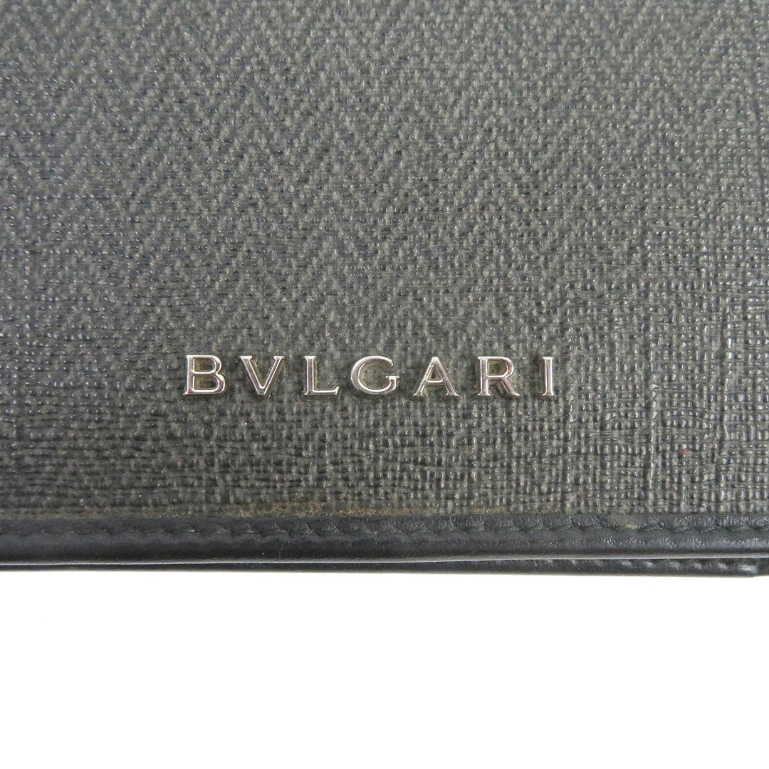 BVLGARI Card Case 32588 Main: Leather PVC, Main: Charcoal type Weekend mens Used Authentic