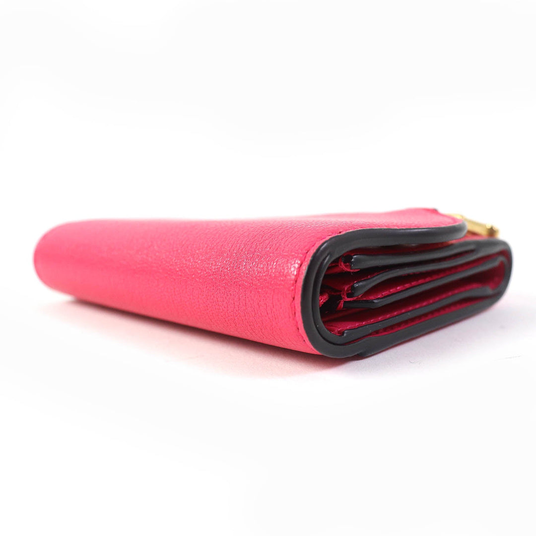 Christian Dior Tri-fold wallet S5652CCEH Main: Leather Red pink Saddle Lotus Wallet Women Used Authentic