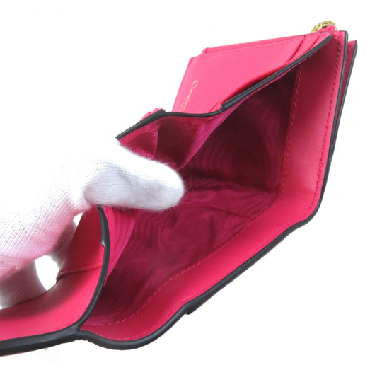 Christian Dior Tri-fold wallet S5652CCEH Main: Leather Red pink Saddle Lotus Wallet Women Used Authentic