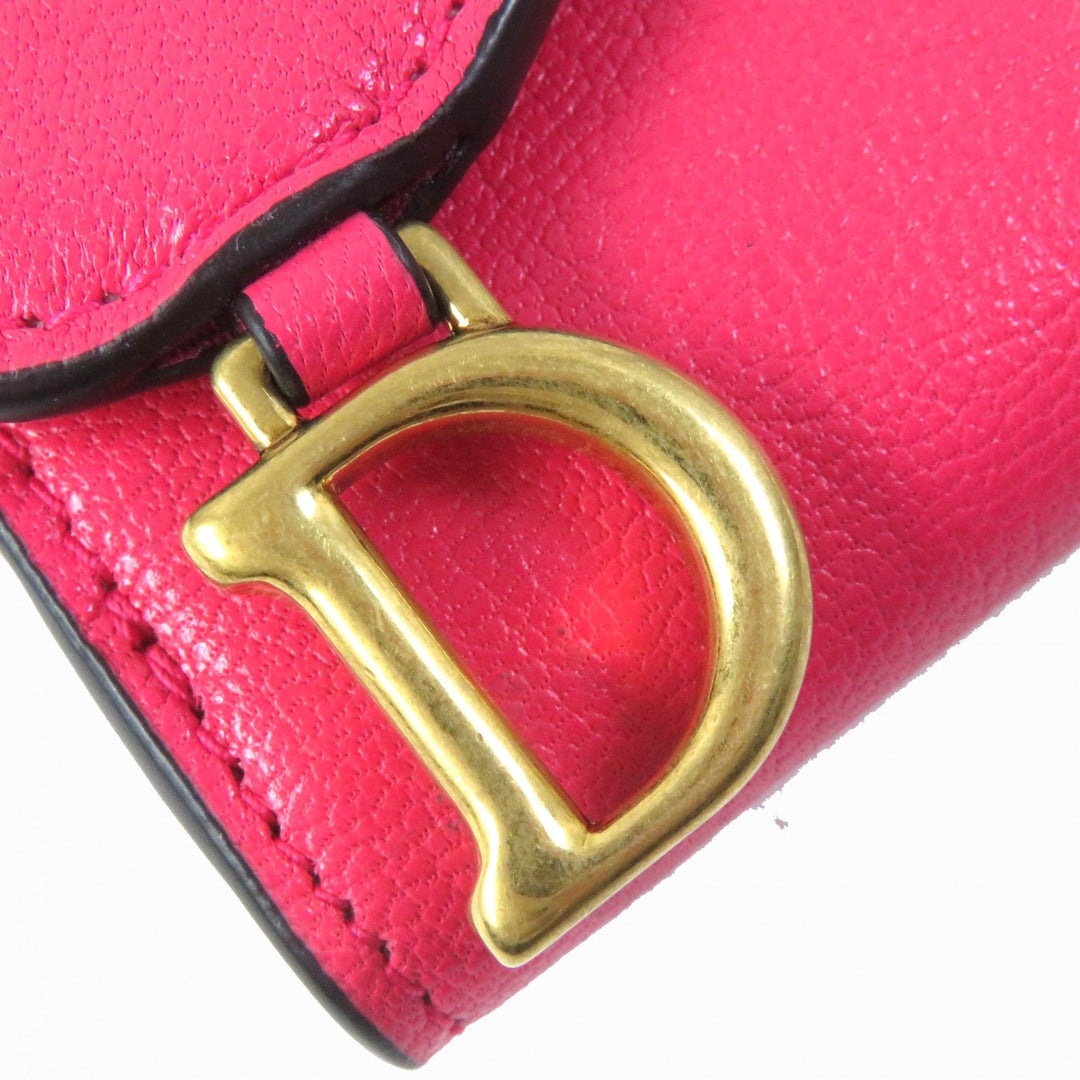 Christian Dior Tri-fold wallet S5652CCEH Main: Leather Red pink Saddle Lotus Wallet Women Used Authentic