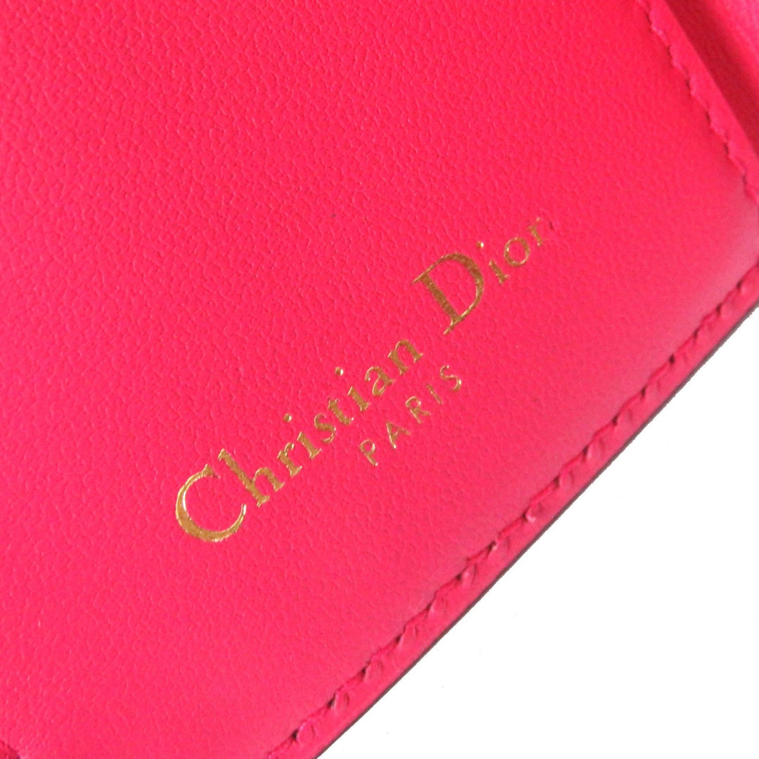 Christian Dior Tri-fold wallet S5652CCEH Main: Leather Red pink Saddle Lotus Wallet Women Used Authentic