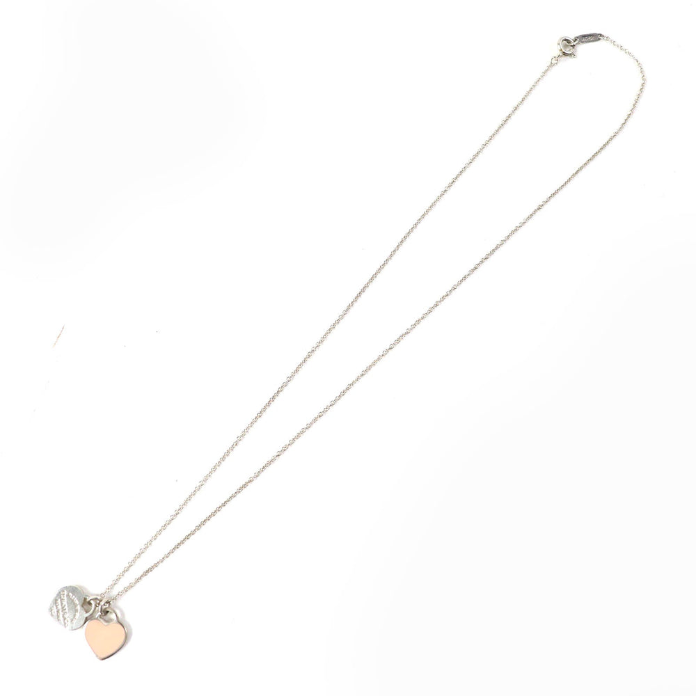 TIFFANY&Co. Necklace Main�FSV925 Silver beige Return to TIFFANY & Co. Double Heart Tag Women Used Authentic