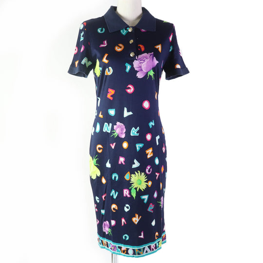 LEONARD FASHION one piece 0330120 Main: 100% cotton Navy Women M Used Authentic