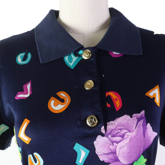 LEONARD FASHION one piece 0330120 Main: 100% cotton Navy Women M Used Authentic