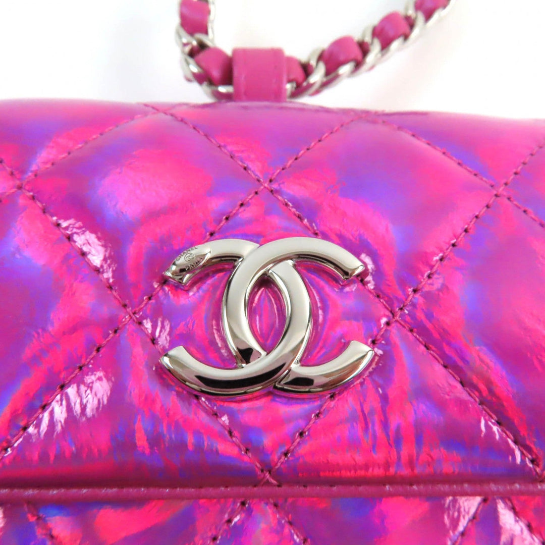 CHANEL Pouch H43HHUU7 Main: Patent leather Neon pink Years Gift 2023 Women Used Authentic