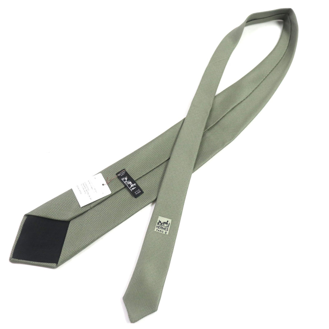 HERMES tie Main: 100% silk khaki mens Used Authentic