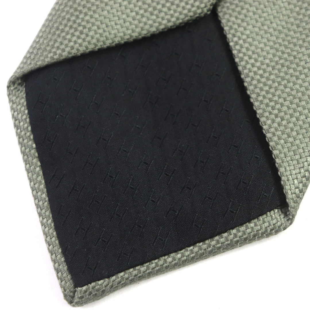 HERMES tie Main: 100% silk khaki mens Used Authentic