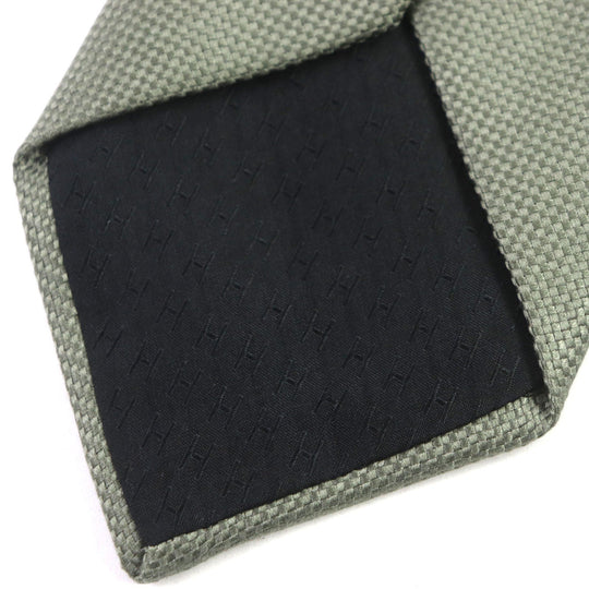 HERMES tie Main: 100% silk khaki mens Used Authentic