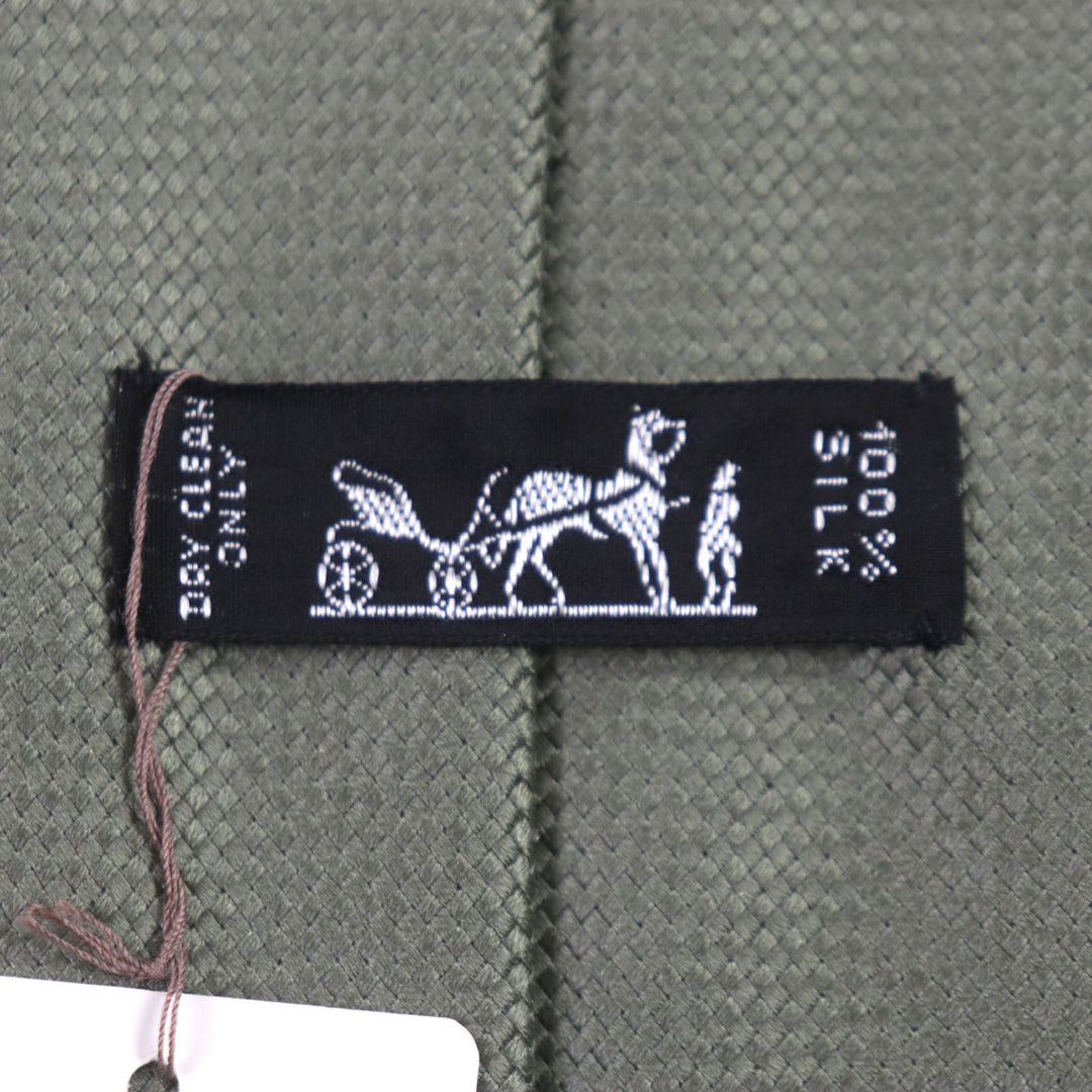 HERMES tie Main: 100% silk khaki mens Used Authentic