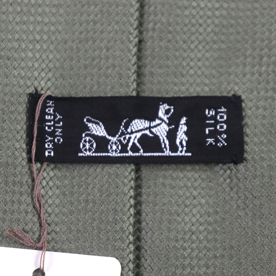 HERMES tie Main: 100% silk khaki mens Used Authentic