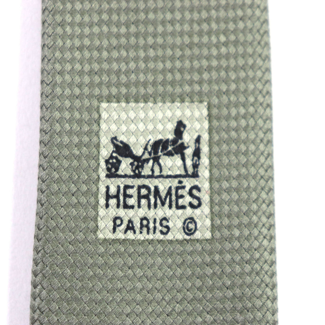HERMES tie Main: 100% silk khaki mens Used Authentic