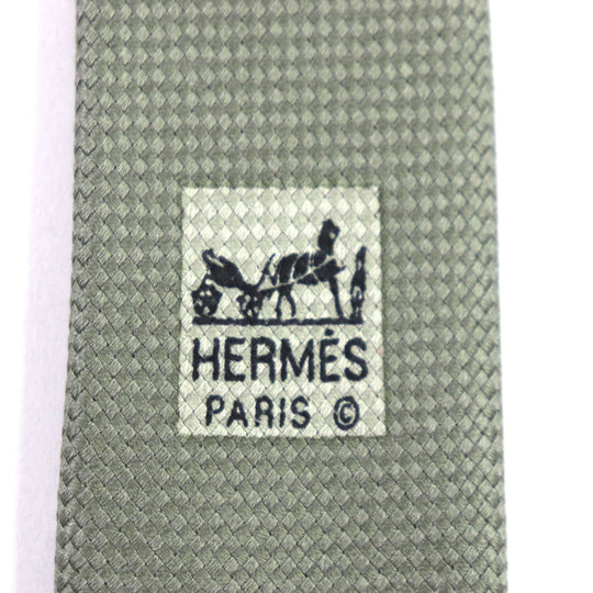HERMES tie Main: 100% silk khaki mens Used Authentic