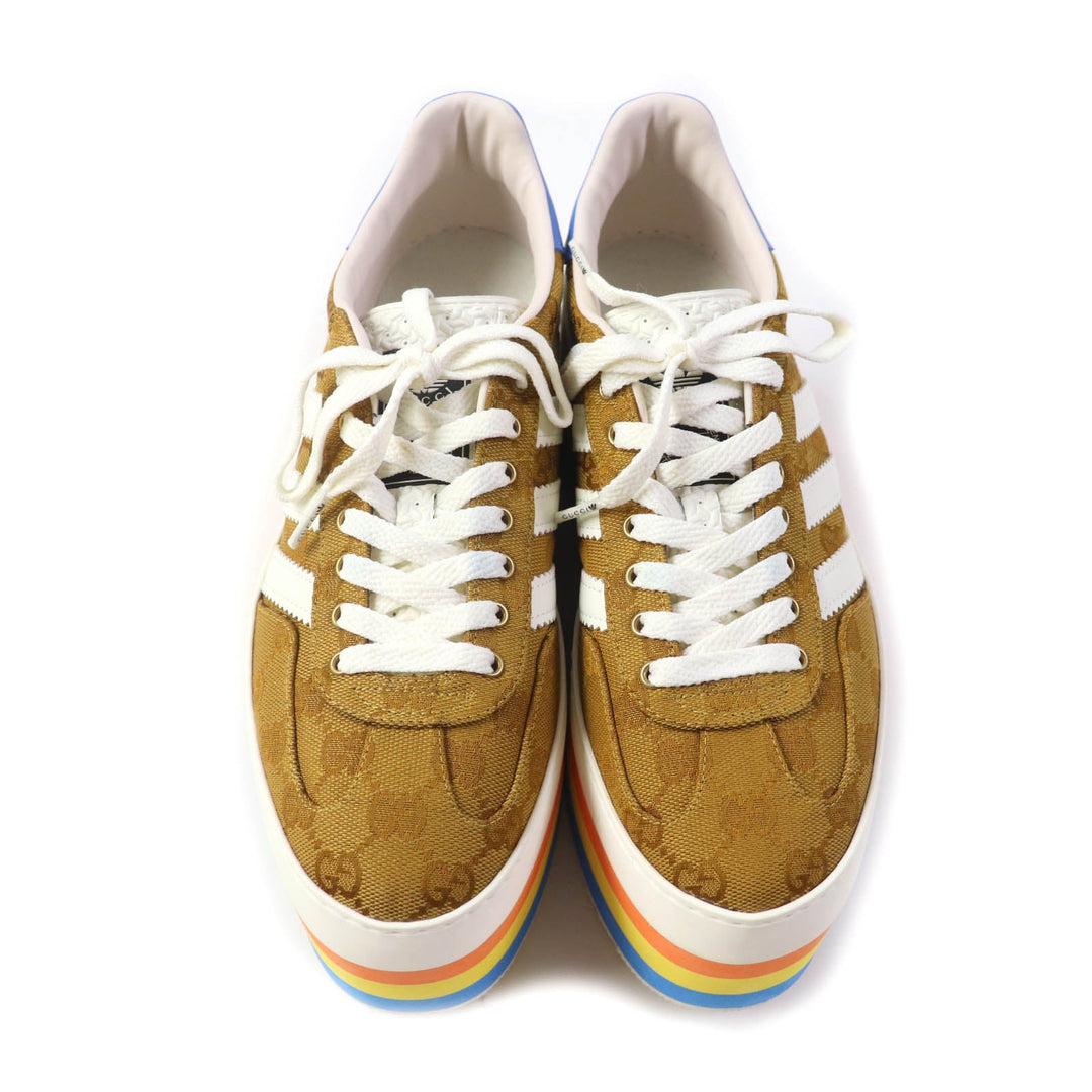 GUCCI sneakers 707873 GG canvas, leather multicolor Gazelle Women 24.5 Used Authentic