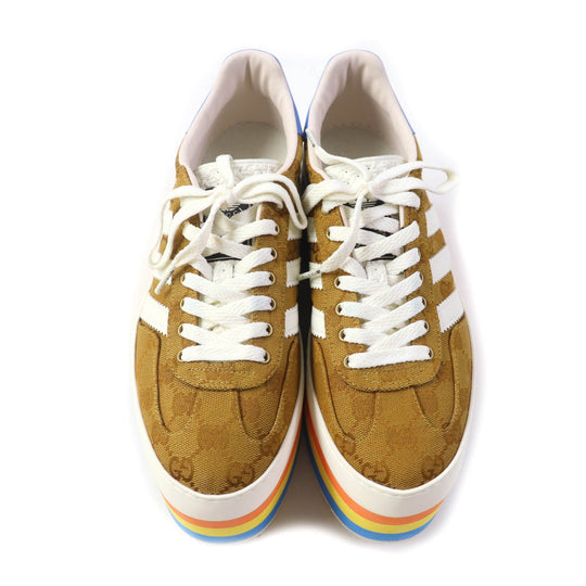 GUCCI sneakers 707873 GG canvas, leather multicolor Gazelle Women 24.5 Used Authentic