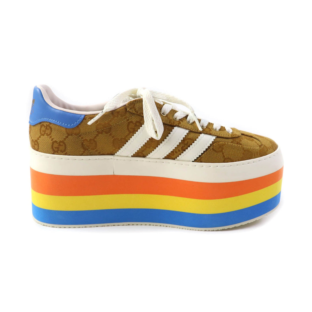 GUCCI sneakers 707873 GG canvas, leather multicolor Gazelle Women 24.5 Used Authentic