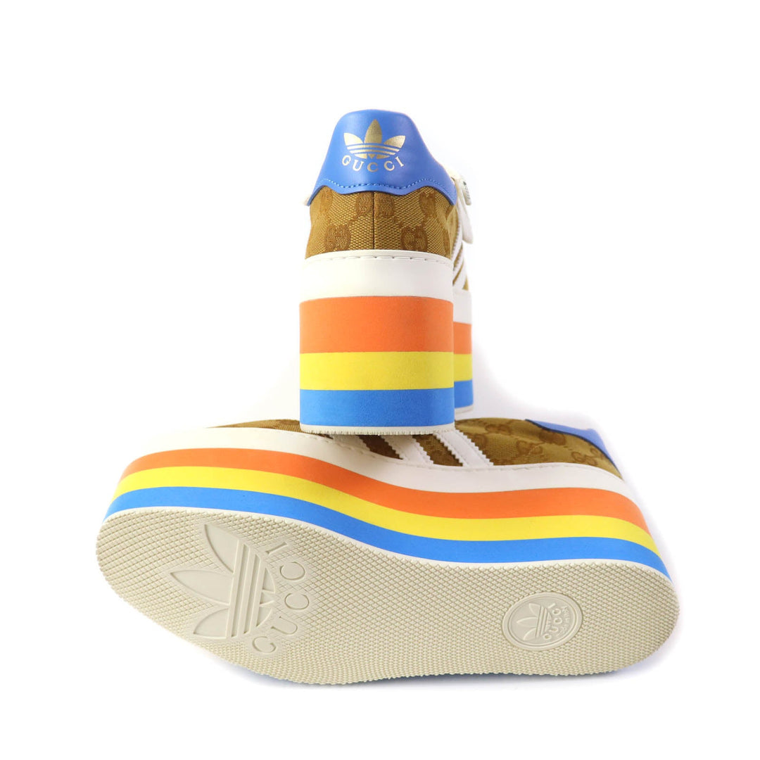 GUCCI sneakers 707873 GG canvas, leather multicolor Gazelle Women 24.5 Used Authentic
