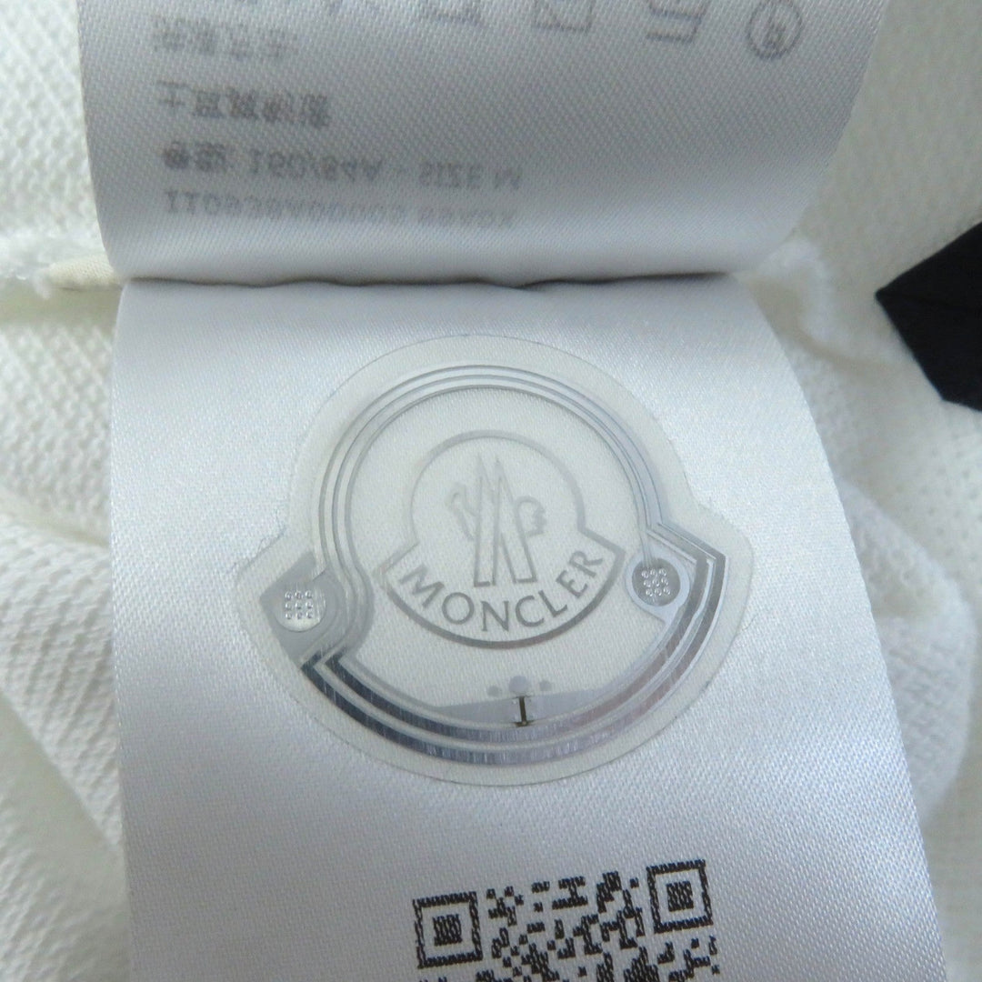 MONCLER Short sleeve polo shirt Main: 100% cotton, Part: 100% cotton White navy Stainless Steel POLO Women M Used Authentic