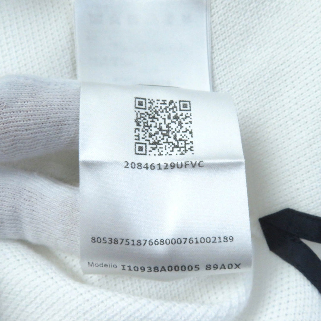MONCLER Short sleeve polo shirt Main: 100% cotton, Part: 100% cotton White navy Stainless Steel POLO Women M Used Authentic