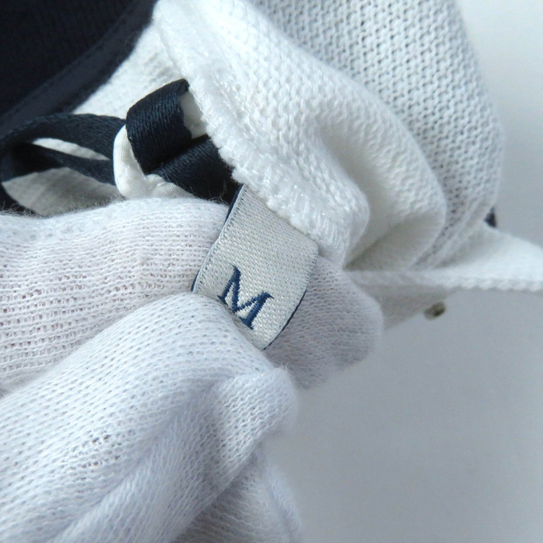 MONCLER Short sleeve polo shirt Main: 100% cotton, Part: 100% cotton White navy Stainless Steel POLO Women M Used Authentic