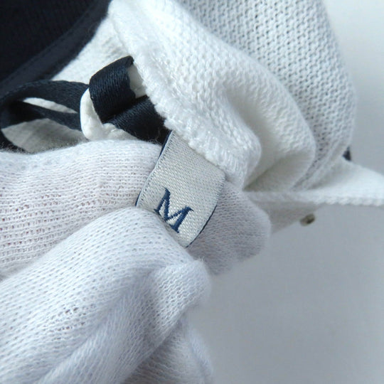 MONCLER Short sleeve polo shirt Main: 100% cotton, Part: 100% cotton White navy Stainless Steel POLO Women M Used Authentic