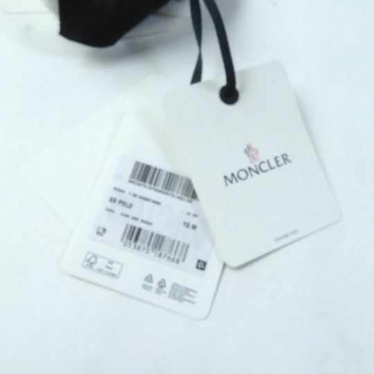 MONCLER Short sleeve polo shirt Main: 100% cotton, Part: 100% cotton White navy Stainless Steel POLO Women M Used Authentic