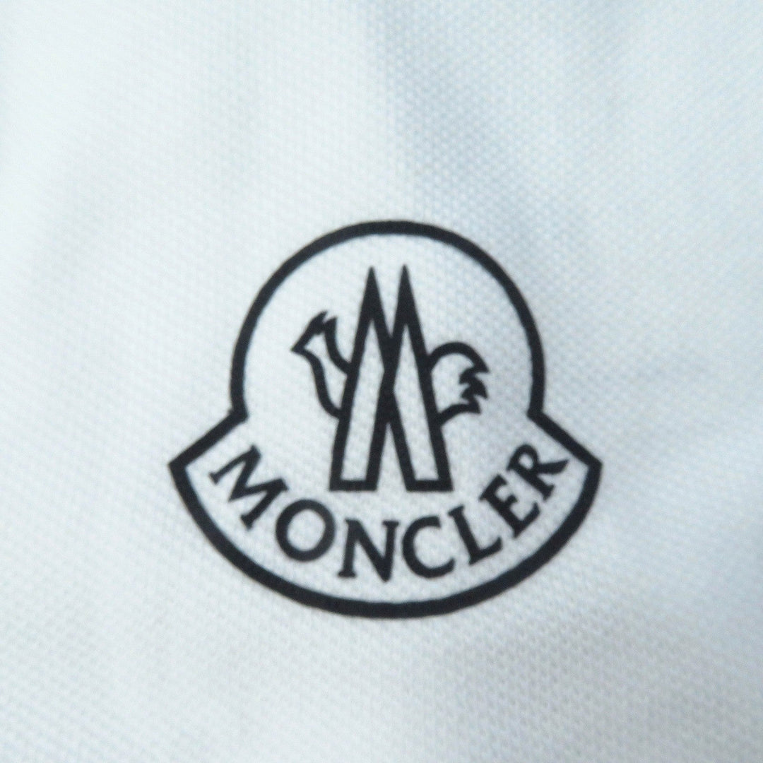 MONCLER Short sleeve polo shirt Main: 100% cotton, Part: 100% cotton White navy Stainless Steel POLO Women M Used Authentic